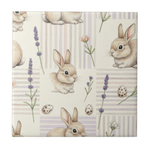 Easter Bunny with Eggs Spring Pastel Pattern (4) Tile