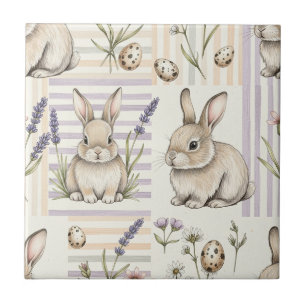 Easter Bunny with Eggs Spring Pastel Pattern (5) Tile