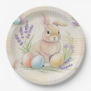 Easter Bunny with Eggs Spring Pastel Pattern (6) Paper Plate