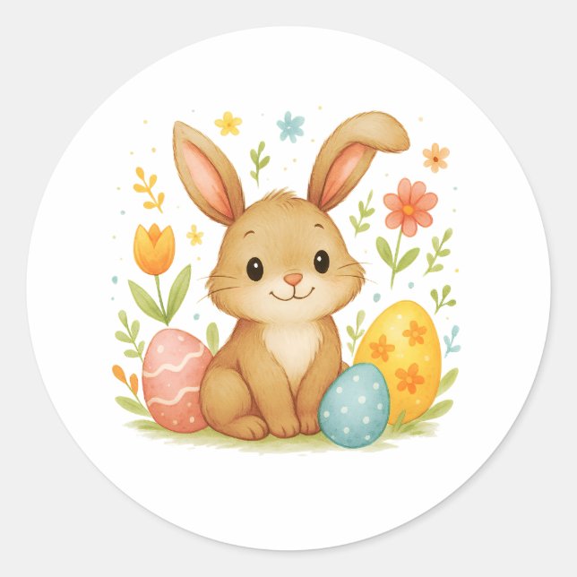 Easter Bunny with Eggs Sticker (Front)