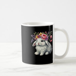 Easter Bunny With Floral Flower Crown Cute Girls W Coffee Mug