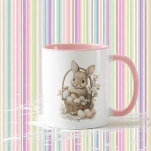 Easter bunny with flowers and Easter eggs Mug