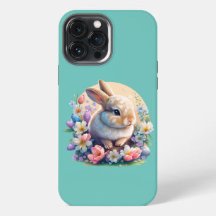 Easter Bunny with Flowers, spring Bunny easter day iPhone 13 Pro Max Case