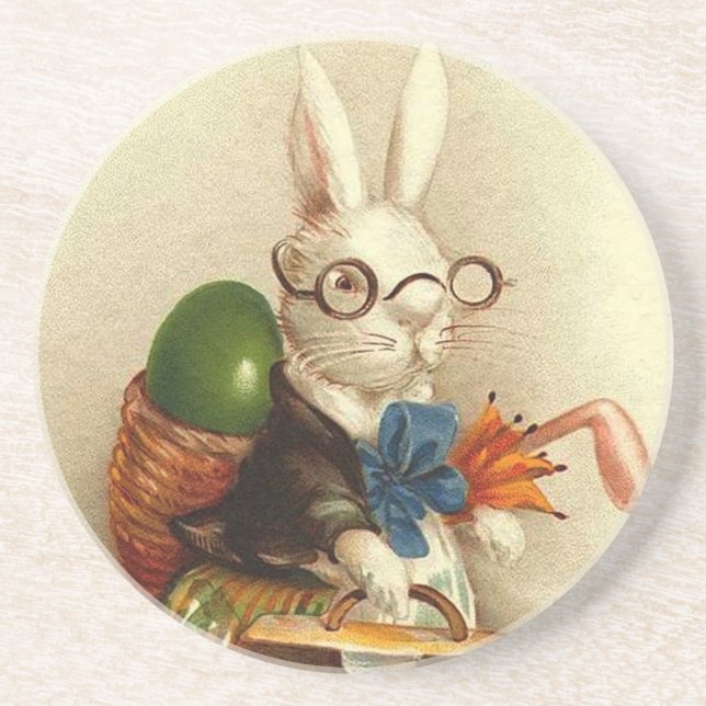 Easter Bunny with Glasses Coaster (Front)