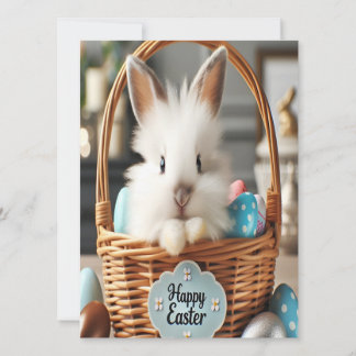 Easter bunny with his eggs. card