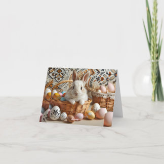 Easter bunny with his eggs. invitation