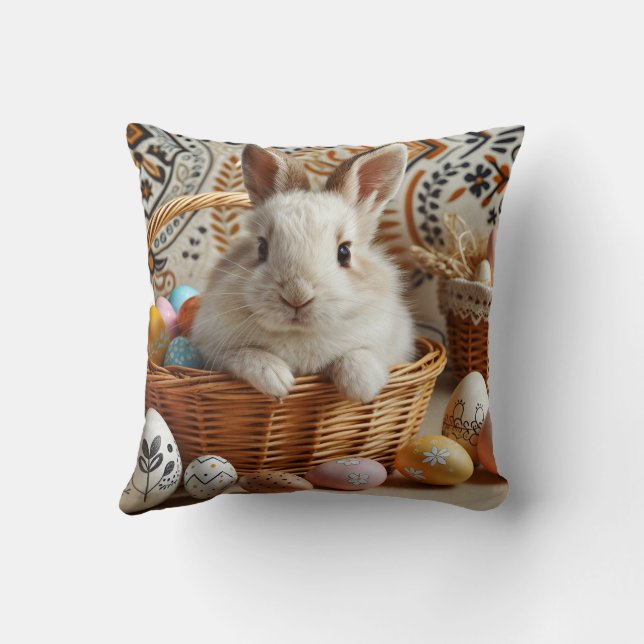 Easter bunny with its eggs. cushion (Back)