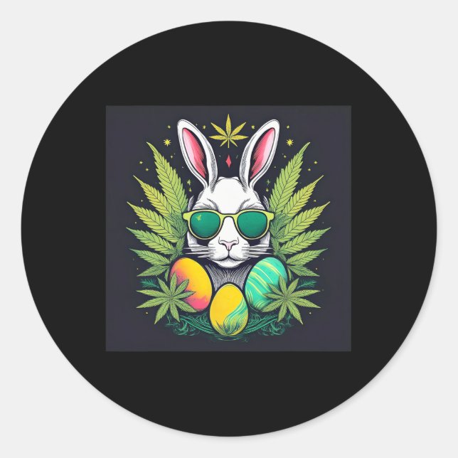 Easter Bunny With Leaves Day  Classic Round Sticker (Front)
