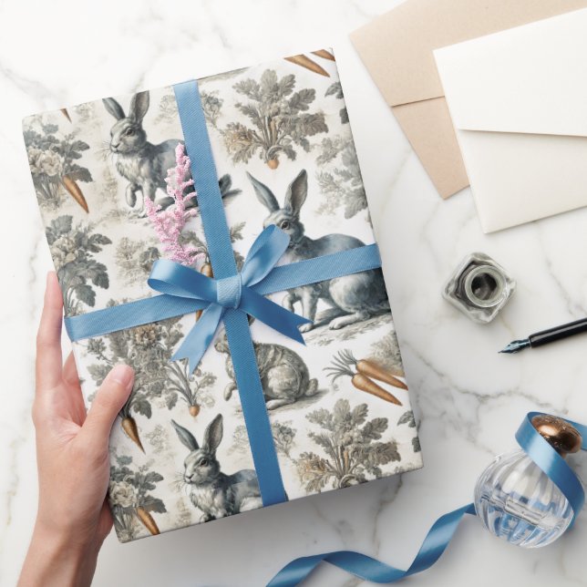 Easter Bunny Wrapping Paper – Soft Grey & White  (Gifting)