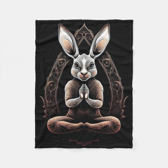 Easter Bunny Yoga Pose Easter  Fleece Blanket (Front)
