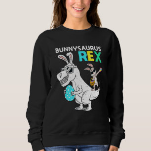 Easter Bunnysaurus T Rex Dino Dabbing Rabbit Boys Sweatshirt