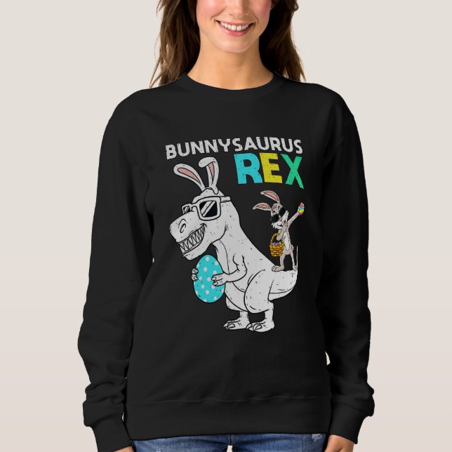 Easter Bunnysaurus T Rex Dino Dabbing Rabbit Boys  Sweatshirt (Front)