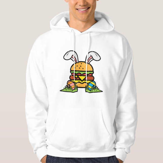 Easter Burger Bunny Eggs Cute Food Foodie Men Wome Hoodie (Front)