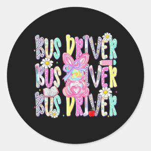 Easter Bus Driver Cute Colourful Spring Shirt Classic Round Sticker