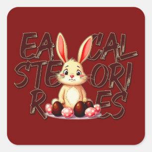 Easter Calories Stories – Funny Bunny Autocolante Square Sticker