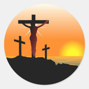 Easter Calvary Cross Classic Round Sticker