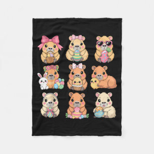 Easter Capybaras Funny Egg Hunting Cute Capybara K Fleece Blanket