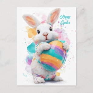 Easter Card cute Easter Bunny with Easter Egg
