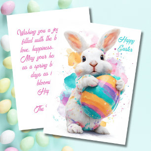 Easter Card cute Easter Bunny with Easter Egg