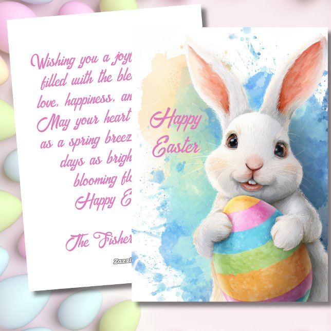 Easter Card cute Easter Bunny with Easter Egg (Creator Uploaded)