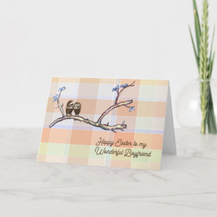 Easter Card for Boyfriend with Owls
