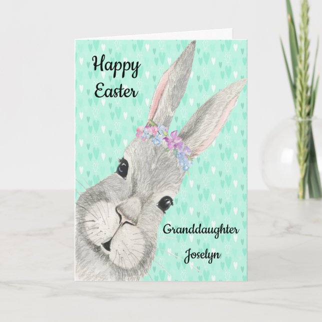 Easter Card for Granddaughter with Bunny (Front)