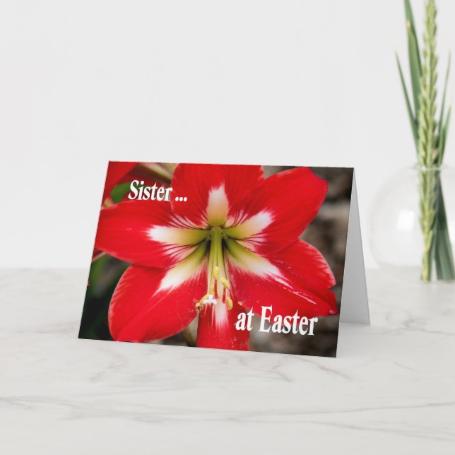 Easter Card for Sister with Red Lily (Front)