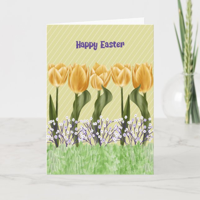 Easter Card General with Large Yellow Tulips (Front)