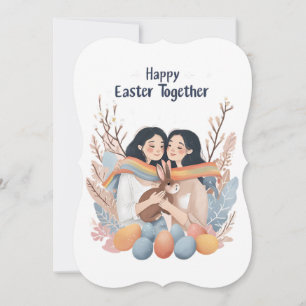 Easter Card: Lesbian Couple with Bunny