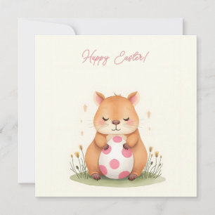 Easter card with a capybara in pastel colours