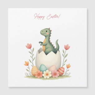 Easter card with a dinosaur in pastel colours