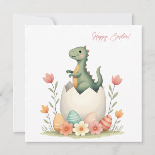 Easter card with a dinosaur in pastel colours