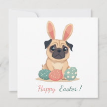 Easter card with a picture of a pug