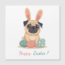 Easter card with a picture of a pug