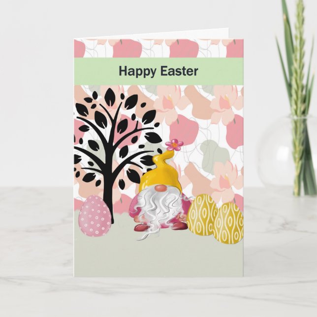 Easter Card with Cute Gnome (Front)