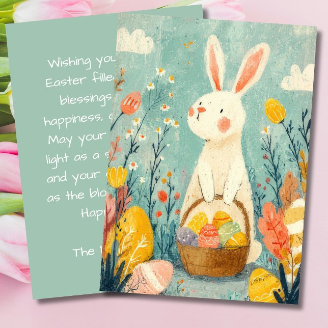 Easter Card with Flowers and Easter Bunny (Creator Uploaded)