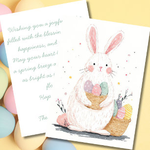 Easter Card with Flowers and Easter Bunny