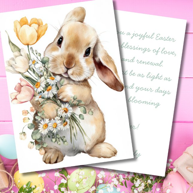 Easter Card with Flowers and Easter Bunny (Creator Uploaded)