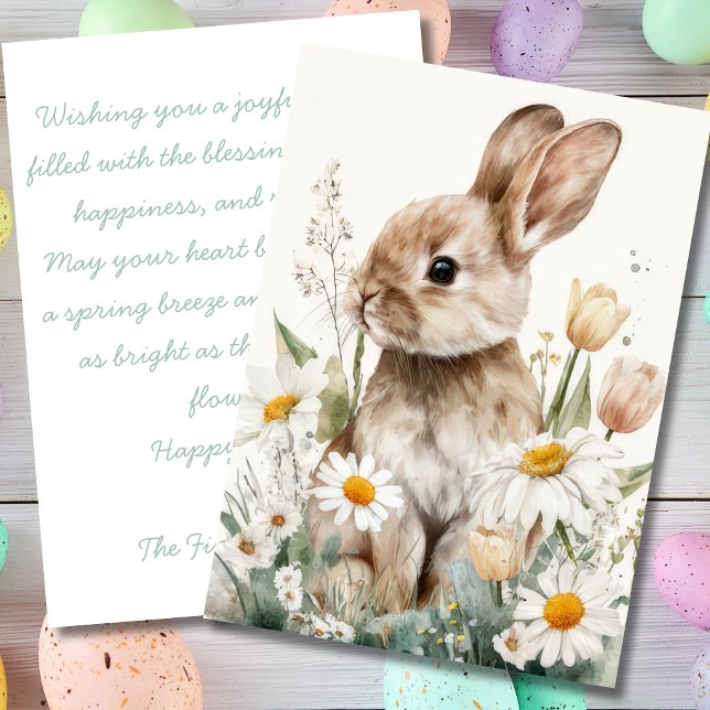Easter Card with Flowers and Easter Bunny (Creator Uploaded)