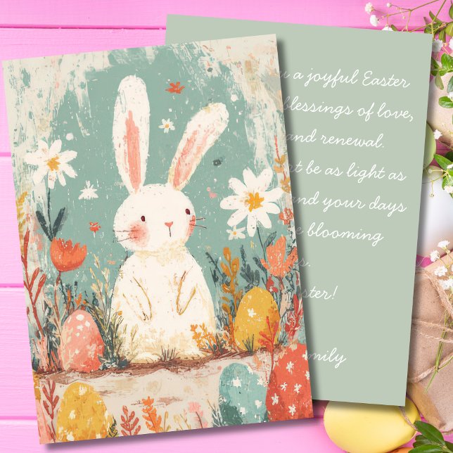 Easter Card with Flowers and Easter Bunny (Creator Uploaded)