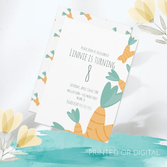 Easter Carrot Bunch Birthday Invitation (Creator Uploaded)