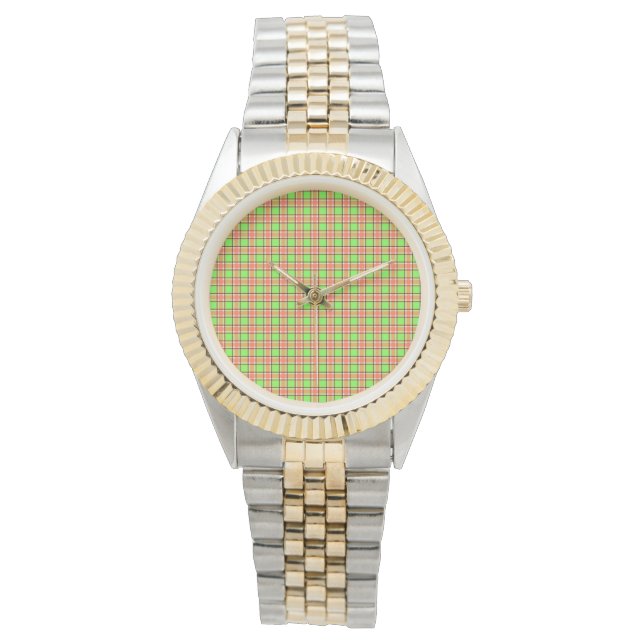Easter Carrot Colours Plaid Pattern Watch (Front)
