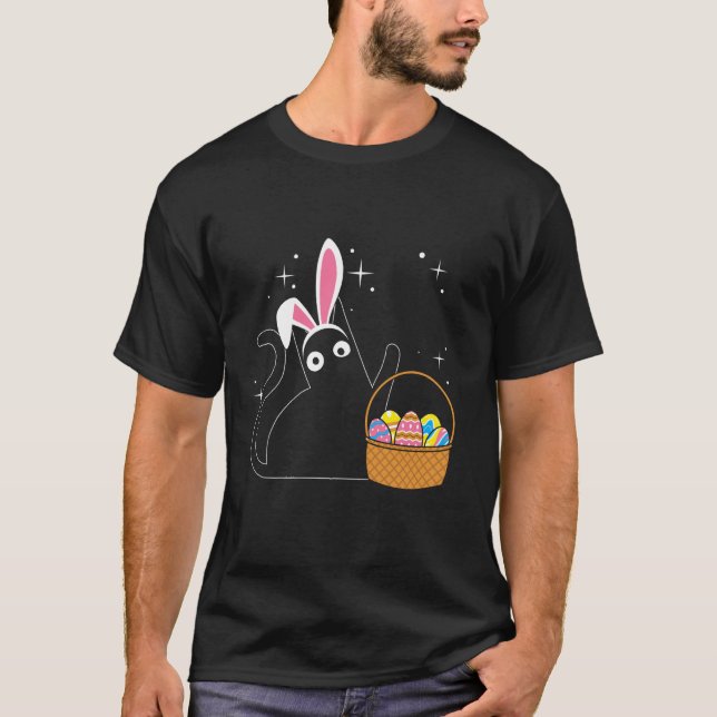 Easter Cat Bunny Ears T-Shirt (Front)