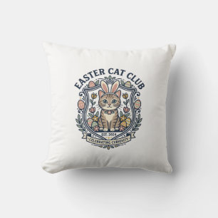 Easter Cat Cat Graphic Tee Art - Easter Cat Club_1 Cushion