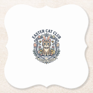 Easter Cat Cat Graphic Tee Art - Easter Cat Club_1 Paper Coaster