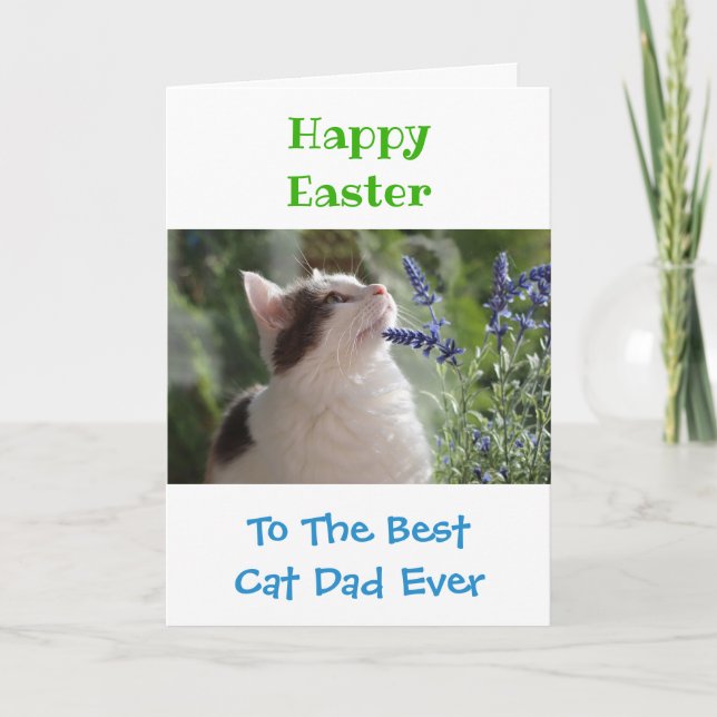 Easter Cat Dad World's Best Ever Pet Photo Card (Front)