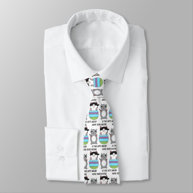  Easter Cat Kitty Meow Funny Cute Tie (Tied)