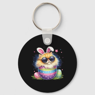 Easter Cat With Bunny Ears Easter Day Egg Hunting  Key Ring