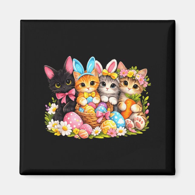 Easter Cats Ears Bunny Eggs Magnet (Front)
