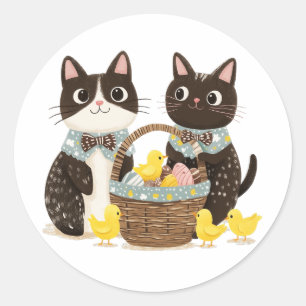 Easter Cats Easter Basket Baby Chicks Classic Round Sticker